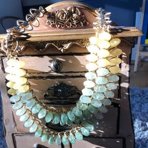 Mint green and yellow beads necklace